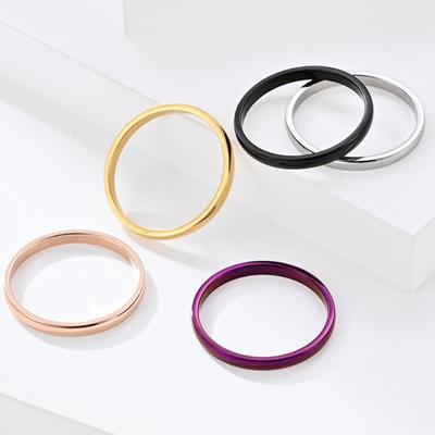 2mm Schlichter Einzel-Schwanzring Paarring Titanstahl Vakuumbeschichtet Gold Lila Ring