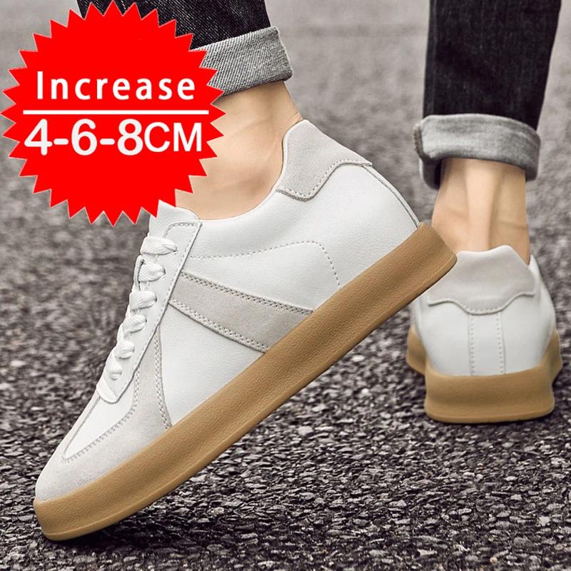 Men Women Genuine Leather Casual Elevator Shoes Leisure Sneakers Sports Zapatos Mujer Men's Height Increasing Shoes Tennis Shoes