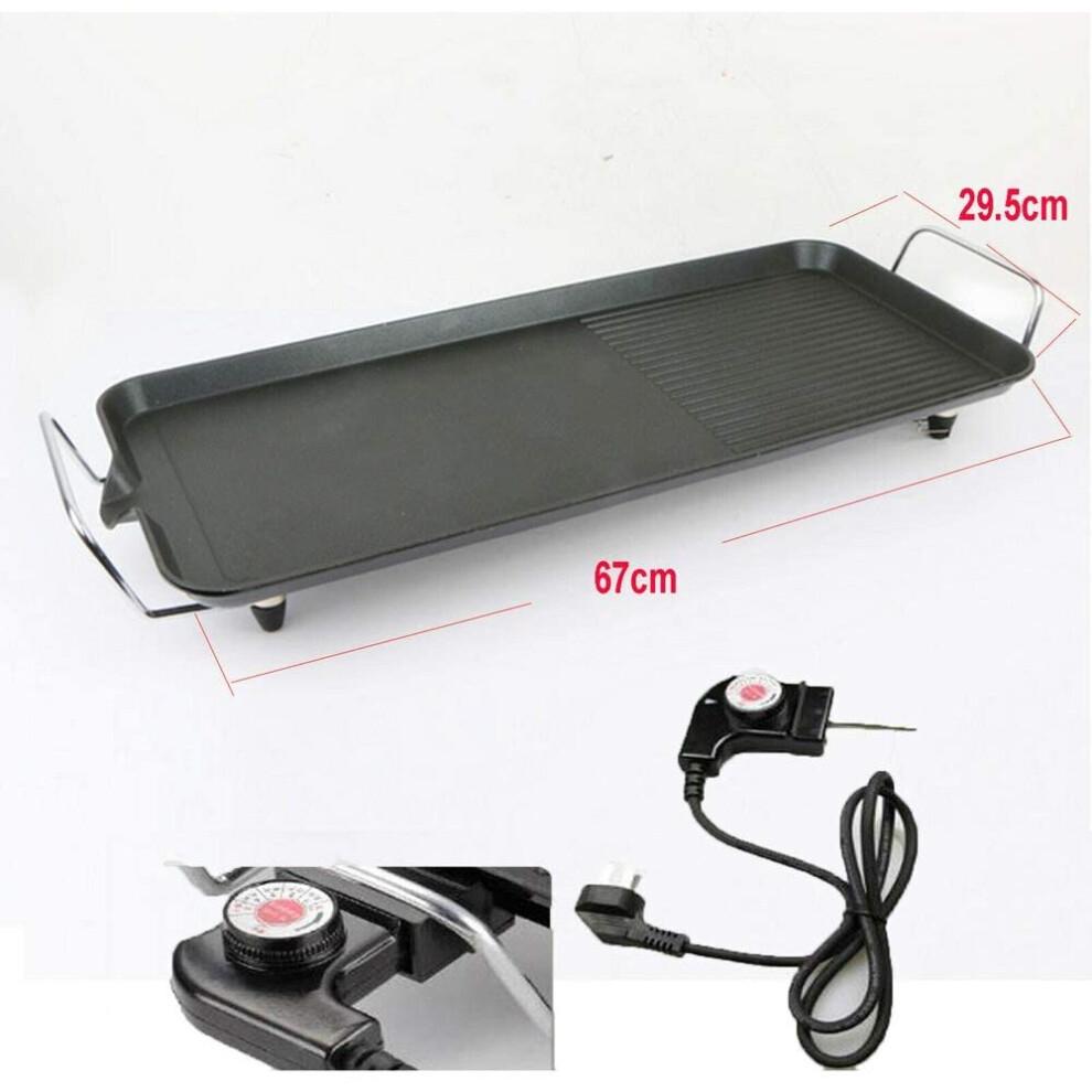 (XL(67x29.5x8.5cm)) Electric Teppanyaki Table Top Non-Stick Plates BBQ Grill