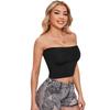 Off-the-shoulder one-word collar chest-wrapped top, European and American summer sexy open-button short bottom tube top with chest pad