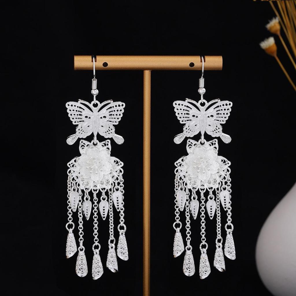 Miao Long Silber Quastenohrringe: Ethnischer Stil, Leichter Luxus, Übertriebenes Design für Frauen