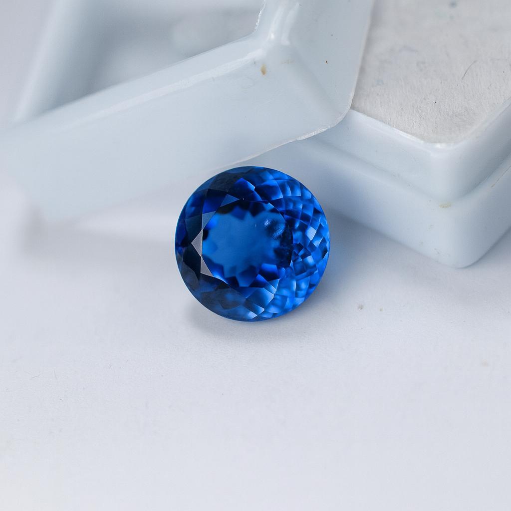 12MM Natural Ceylon Blue Sapphire Round Cut Flawless Loose Gemstone