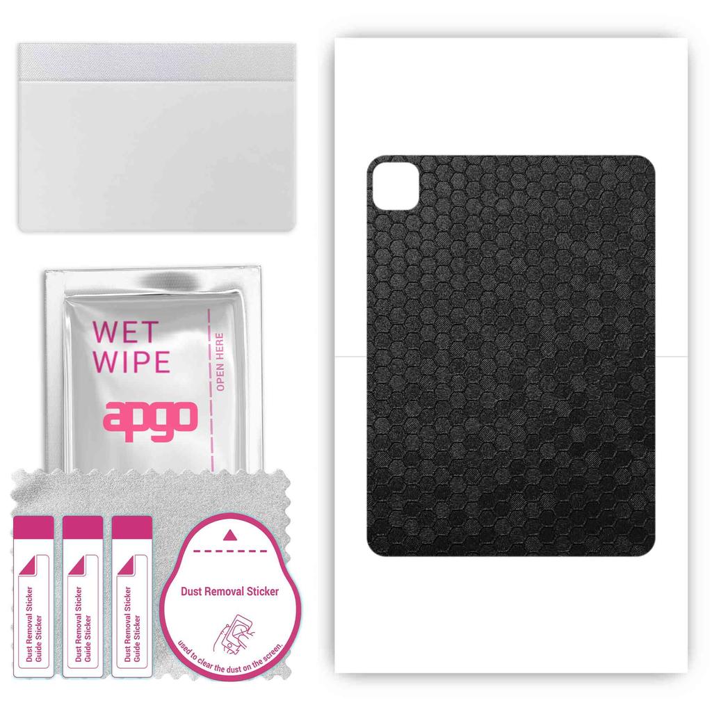 apgo Skin Sticker Film Foil Vinyl for the BACK Compatible with Apple iPad Pro 11 2022, Scratch-resistant, Easy To Install - Black Honeycomb