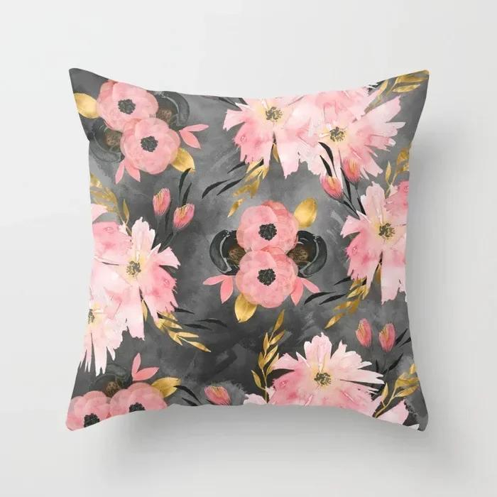 Fashion Garden Flower Pattern Pillowcase Office Car Cushion Cover Living Room Bedroom Sofa Decorative Pillowcase 45*45Cm