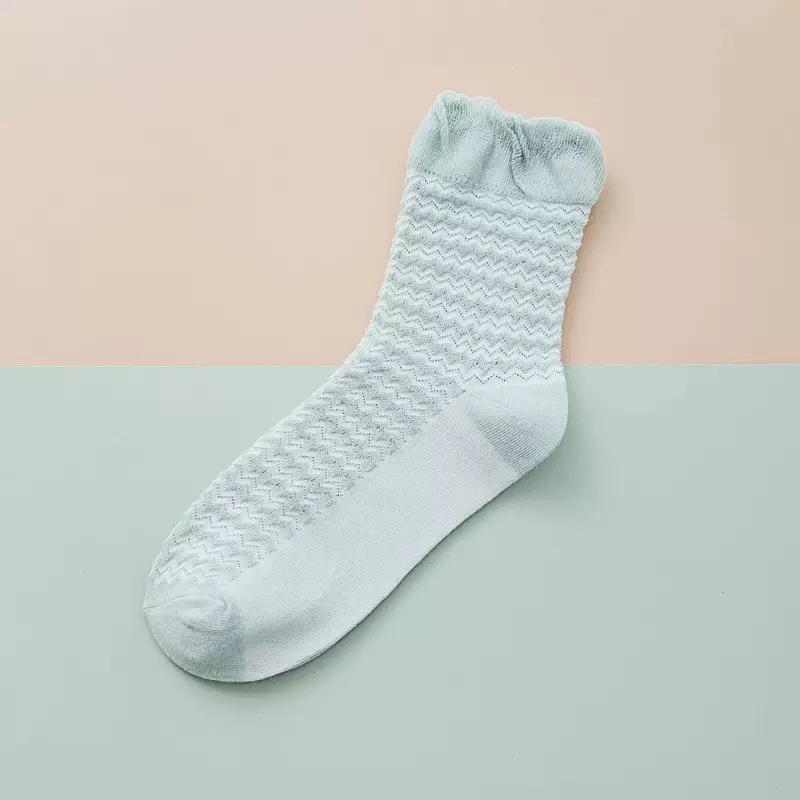 

Женские весенне-летние тонкие однотонные носки-трубки из хлопка с милой сеткой и свободным верхом 1 pair зелёный