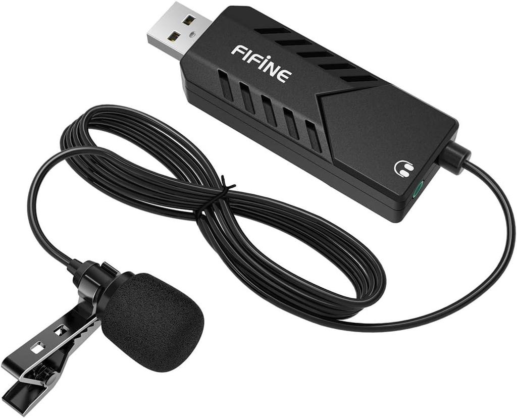 FIFINE USB Pin Mini Clip Condenser with Earphone Audio Monitoring PC Internet Game Live Working from for Compatible with Eligible Invoices Available