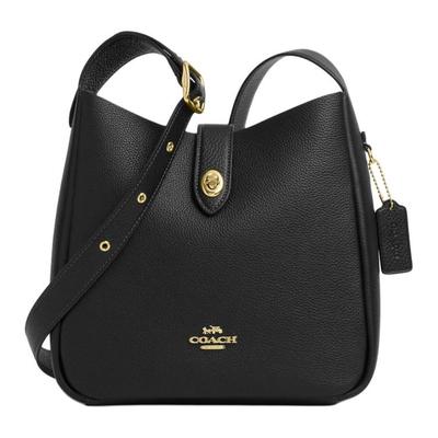Coach Hadley 25 Metalické Logo Kožená Taška přes Rameno Crossbody Střední Dámské tašky Černá CW002-IMBLK
