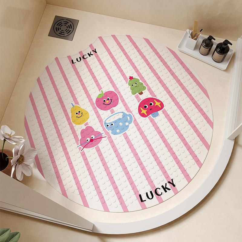 

Bathroom Non-Slip Mat 2025 Round Suction Cup Floor Mat Household Shower Room Bathroom Bath Anti-Drop Foot Mat round notch 55 * 55cm