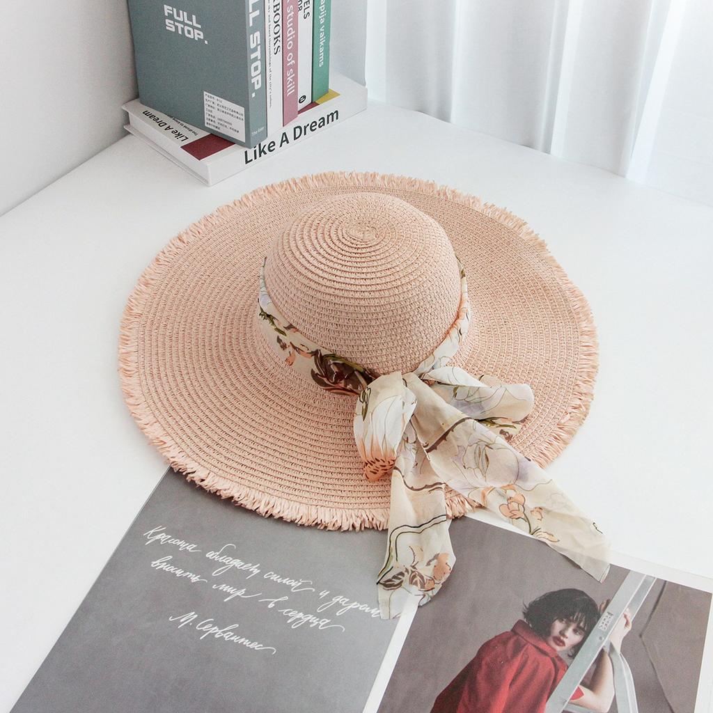 Fashion Tassel Female Lace Bow Bowknot Straw Hat SummerWomen Ladies Casual Floppy Sun Hat Ribbon  Sunscreen Cap for Beach