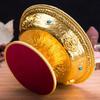 Zinc Alloy Tribute Buddhist Fruit Plate Gold Auspicious Luster Tibetan Plate Engraving Buddha Fruit Saucer Home Gift Decorative