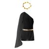Mens One Shoulder Greek God Costume Skirted Bodysuit Gold Leaves Garland Headwear Halloween Cosplay Set