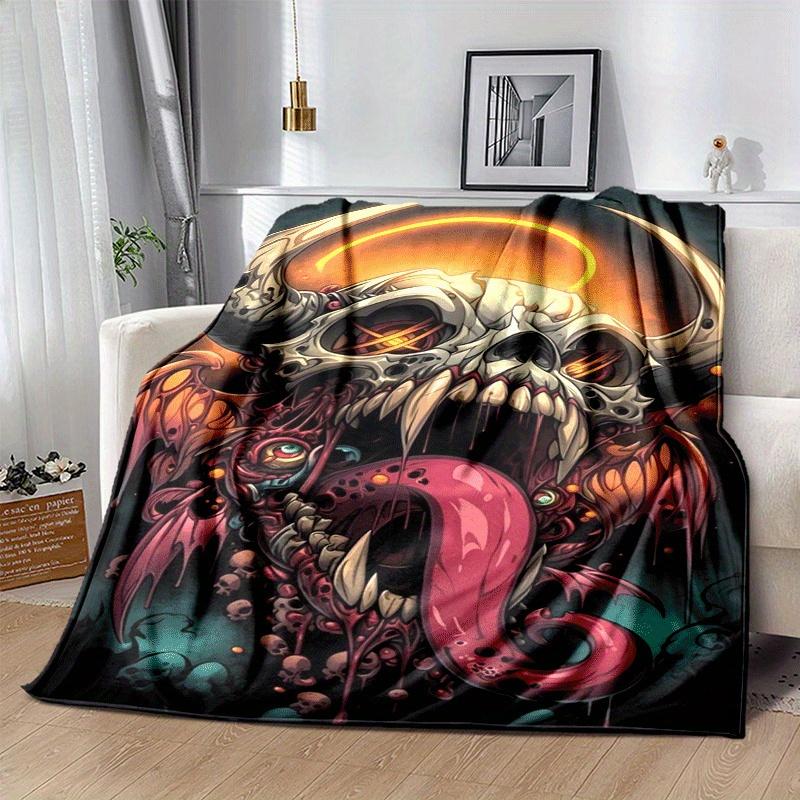 1pc Monster Printing Lightweight Flannel Blanket, Comfortable and Warm Blanket, for Camping Sofa Bed and Couch Office, Gift