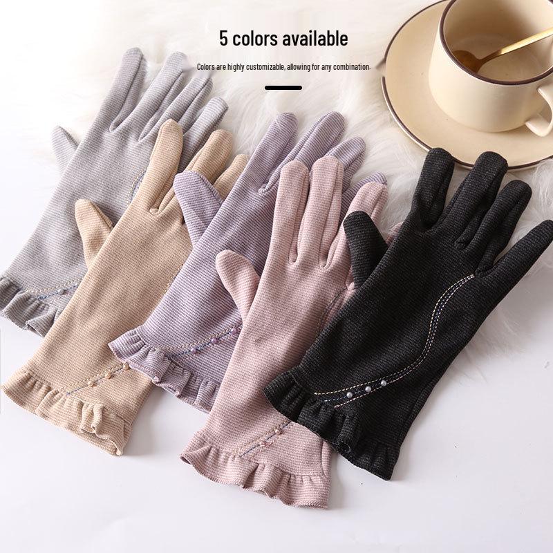 Damen Touchscreen Winddichte Radhandschuhe - Deutsches Samt, Rutschfest, Outdoor Herbst/Winter Wärme, Fingerloses Design zum Autofahren & für die Handynutzung