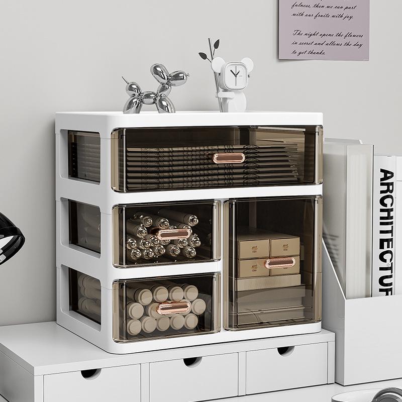 Desktop Skincare & Stationery Organizer: Large-Capacity, Multi-Layer, Drawer-Type Storage Box