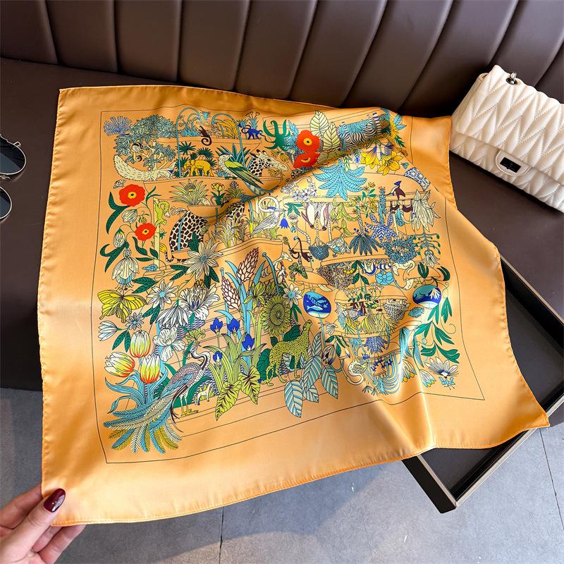 Jungle Simulation Silk Printing Silk Scarf Square Scarf High-end Shawl Sunscreen Neck Professional Scarf Headscarf Scarf