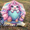 1PC unicorn cupcake Automatic Open/Close Umbrella with Windproof, 8-Rib Sturdy Canopy, Durable Ribs, Fashionable Design, Outdoor Accessory, Fun Prin,