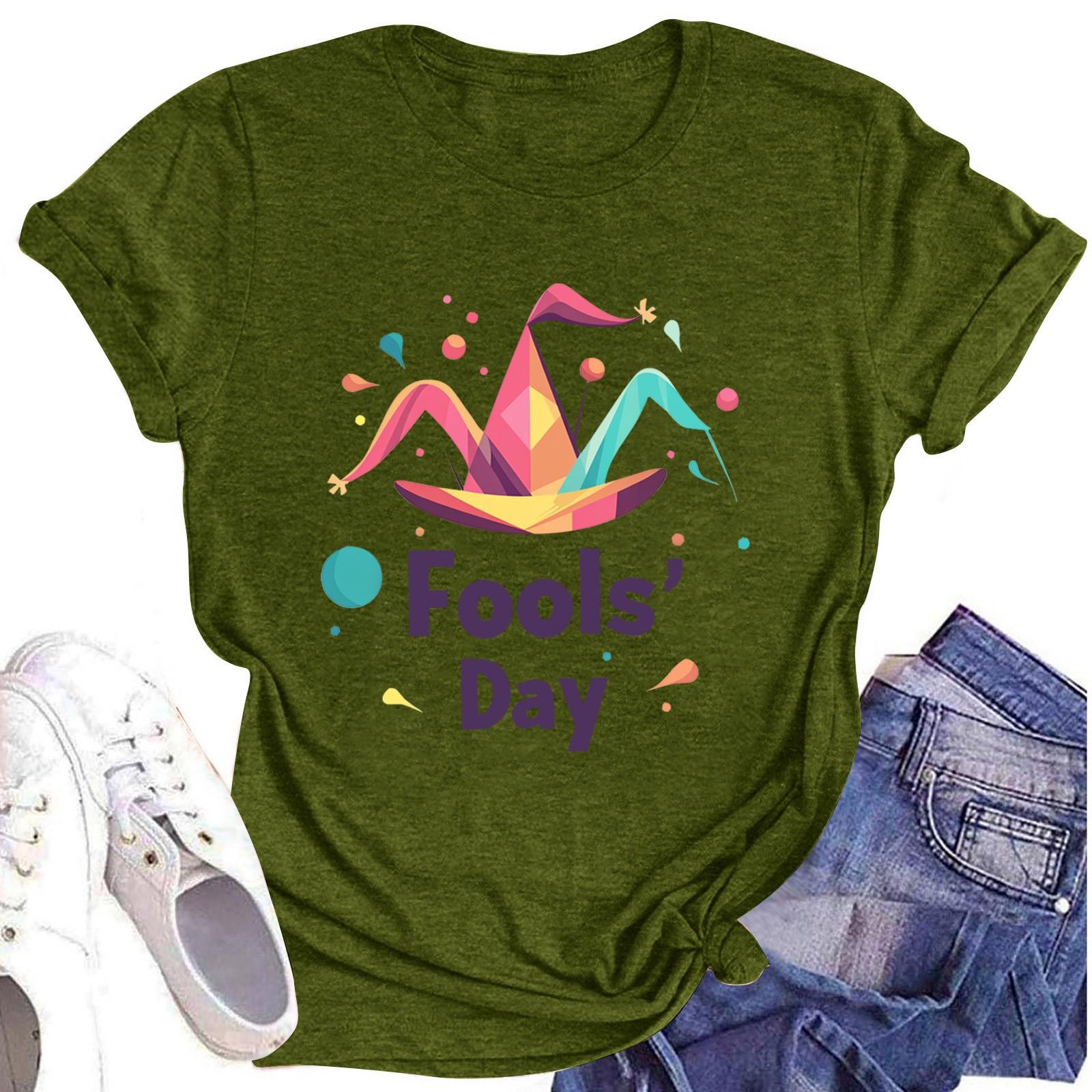 

Женская повседневная футболка с короткими рукавами и круглым вырезом с принтом и буквенным топом L армия зеленый