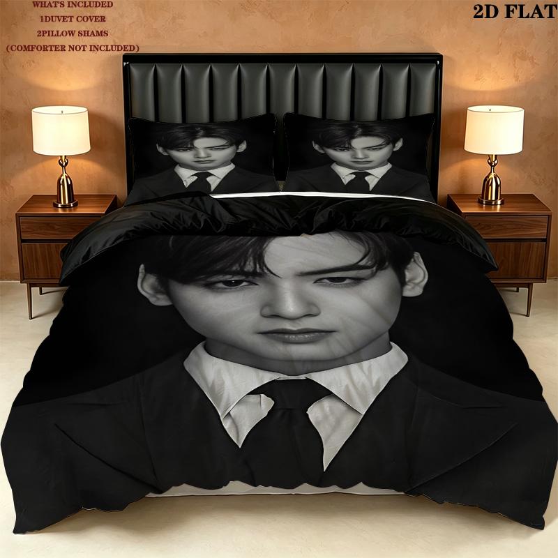 Cha Eunwoo Muster Bettwäsche Bettdecke Set Bettbezug Kissenbezug Zuhause Geburtstagsgeschenk(1 Bettbezug + 2 Kissenbezüge, ohne Füllung)