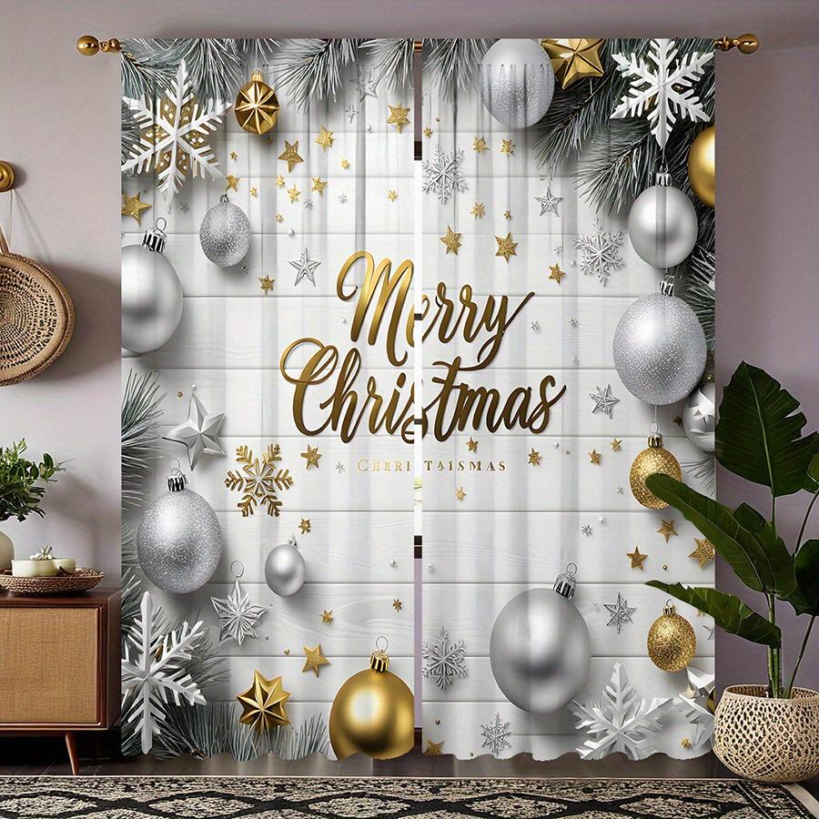 2-Panel Semi Blackout Curtains with Christmas Pendant Design - Soft, Light-Filtering & Thermal Insulated for Privacy In Bedroom