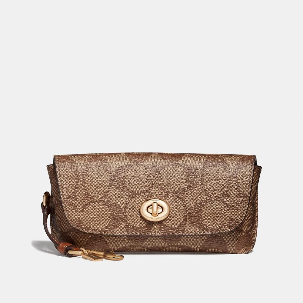 

Чехол для солнцезащитных очков Coach из канвы Signature золотистого цвета, хаки