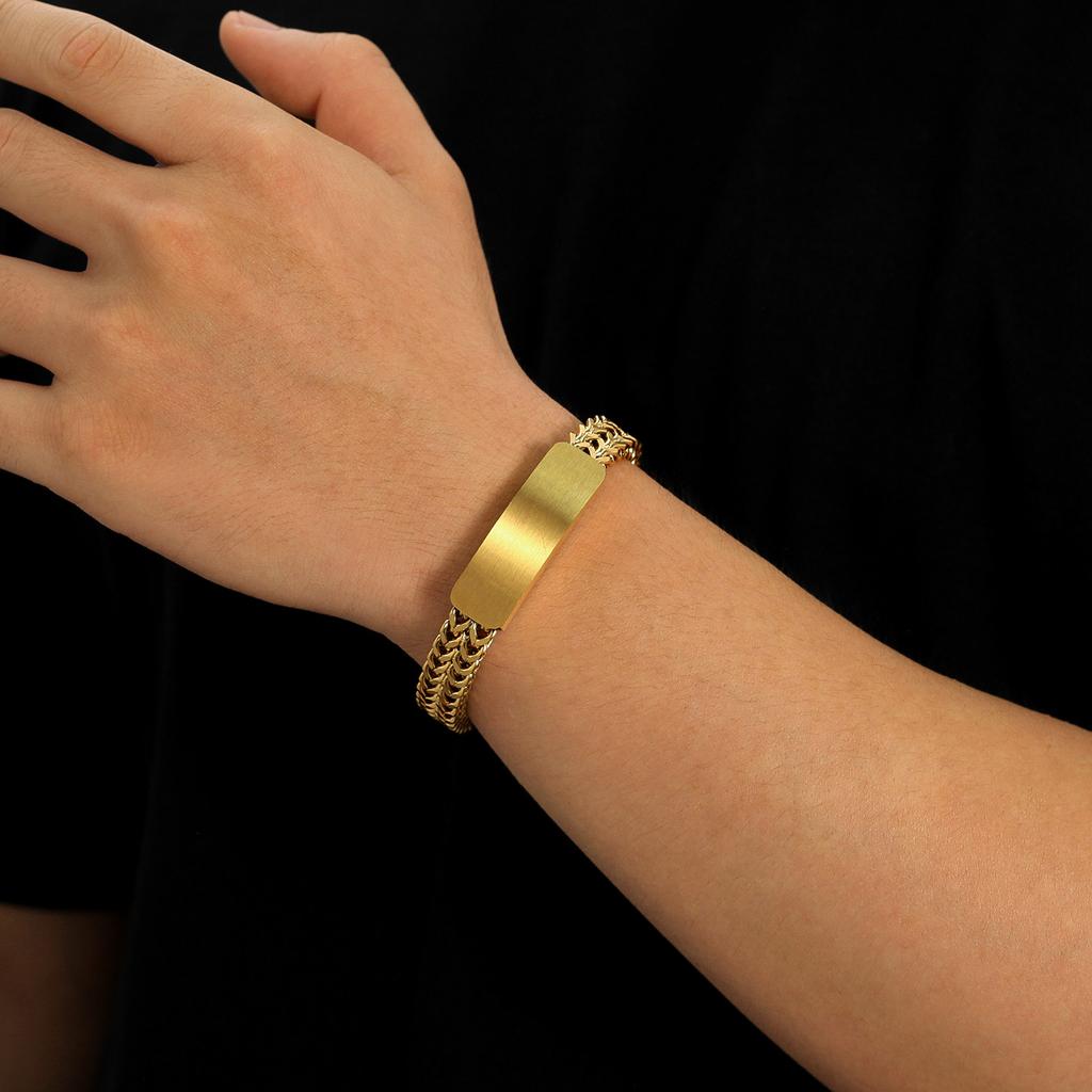 Men's Stainless Steel Gold Plated Geometric Trendy Party Gift Bracelet