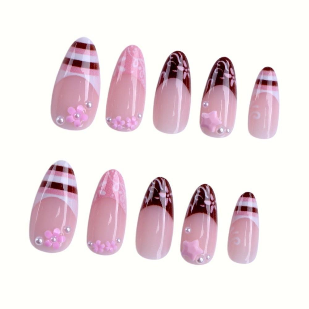 24Pcs 3D Gel False Nail Full Cover Fake Nail Tips French Press on Nails  Women