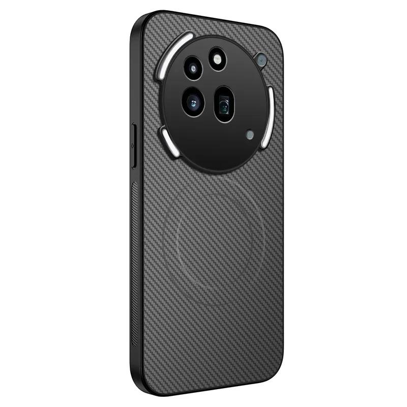 Magnet Silicone Case For Nothing Phone 3A Pro Wireless Charging Carbon Fiber PU Leather Texture Anti-Drop Soft Cover Phone Cases