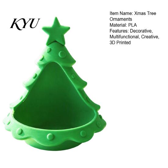 Holiday Home Table Decor 3D Printed Christmas Tree Ornament, Desktop Storage Organizer for Candies Nuts Keys, Xmas Ornament Gift Decorative