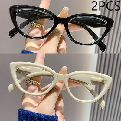 1/2/3PCS Retro Cat-eye Women's High-end Anti-blue Light Glasses Fashion Reading Glasses 2333 Square Round Face