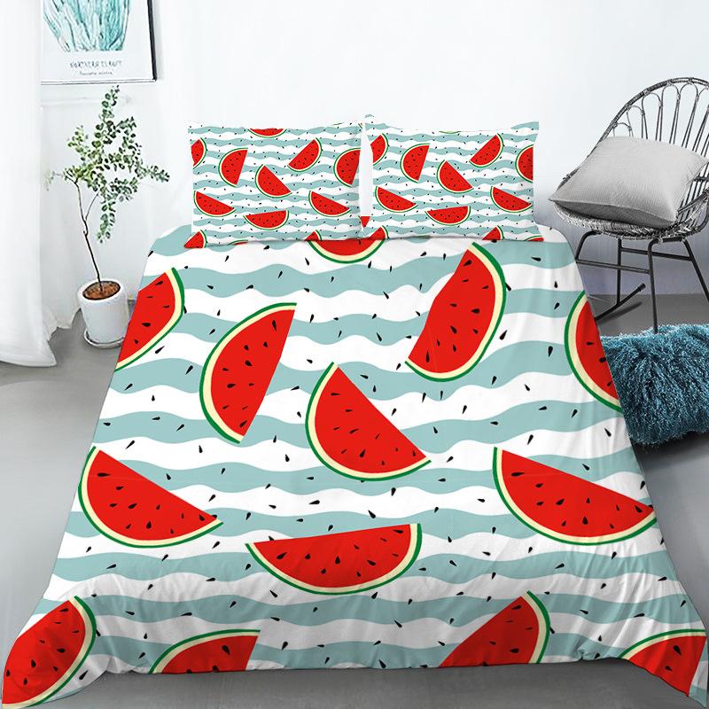 Fruit Bedding Collection Full Queen Size For Kids Adults Lemon Watermelon Print Duvet Cover Collection Quilt Cover Pillowcases Bedroom Decor