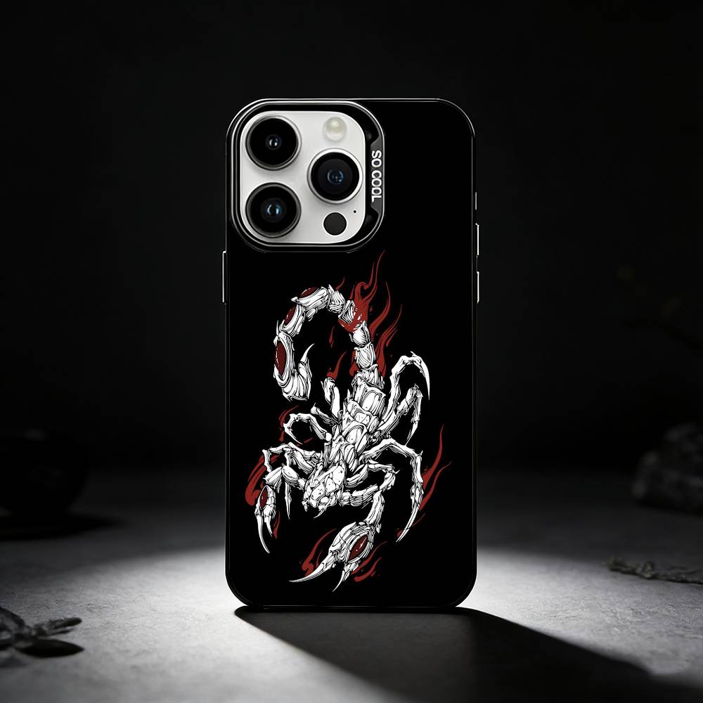 Edgy Dark Gothic Scorpion Phone Case For iPhone 17,16,15,14,13,12,11 Plus,Pro Max,XS,Colored silver phone case