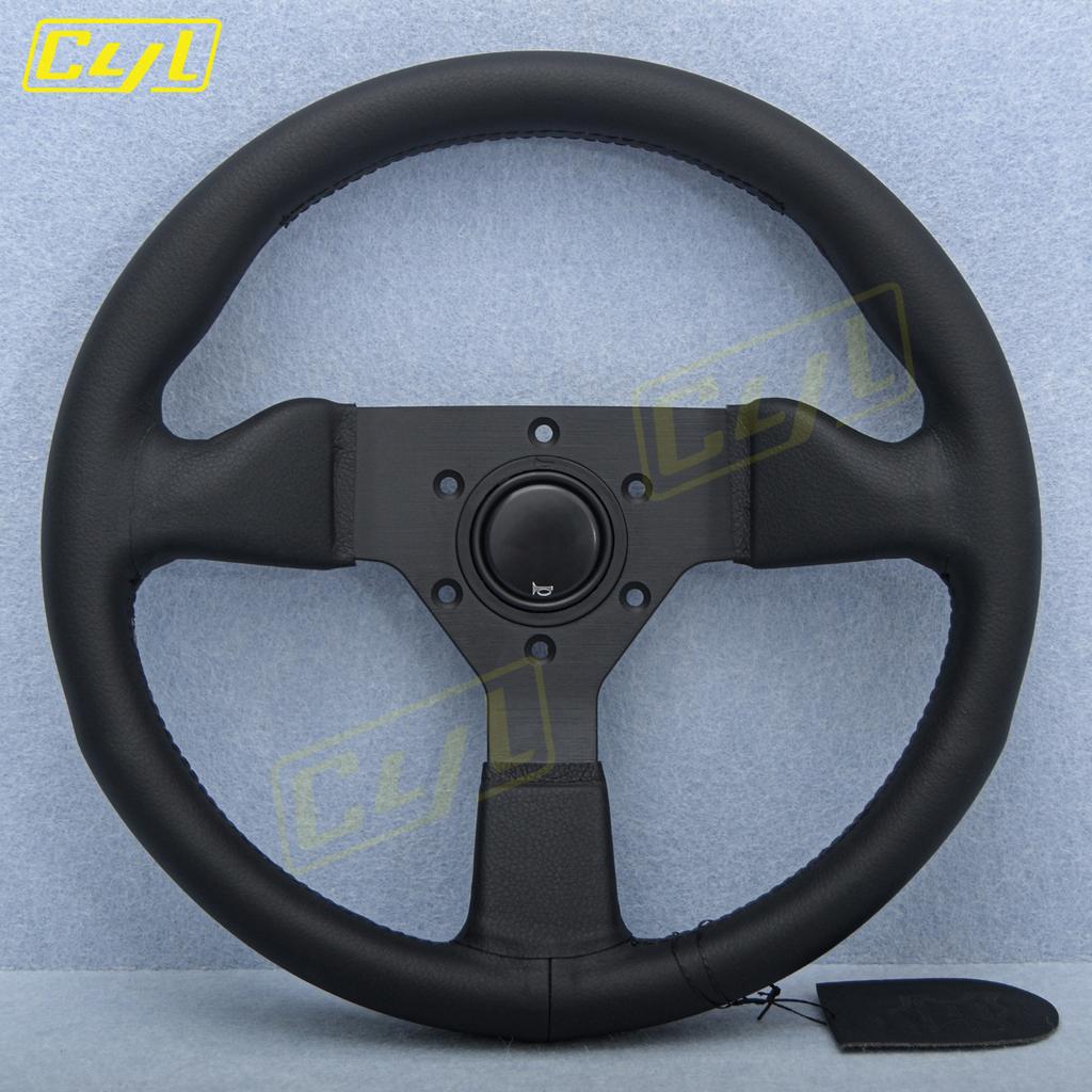 JDM 12.5inch 315mm Microfiber Leather Steering Wheel Red Stitching Racing Sports Steering Wheel
