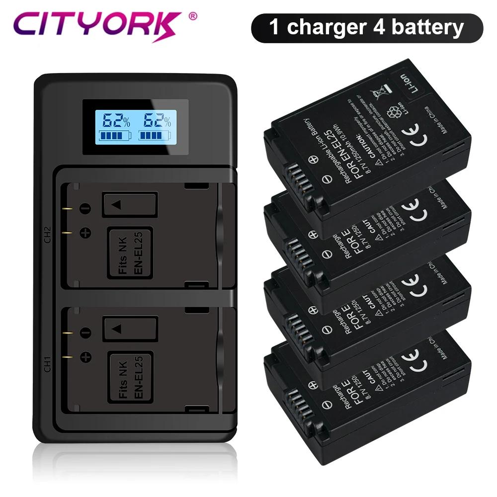 Cityork 1250mAh ENEL 25 EN-EL25 EN EL25 Oppladbart batteri + LCD USB dobbel lader for Nikon Z50 ZFC Z 50 Z FC MH-32 batterier