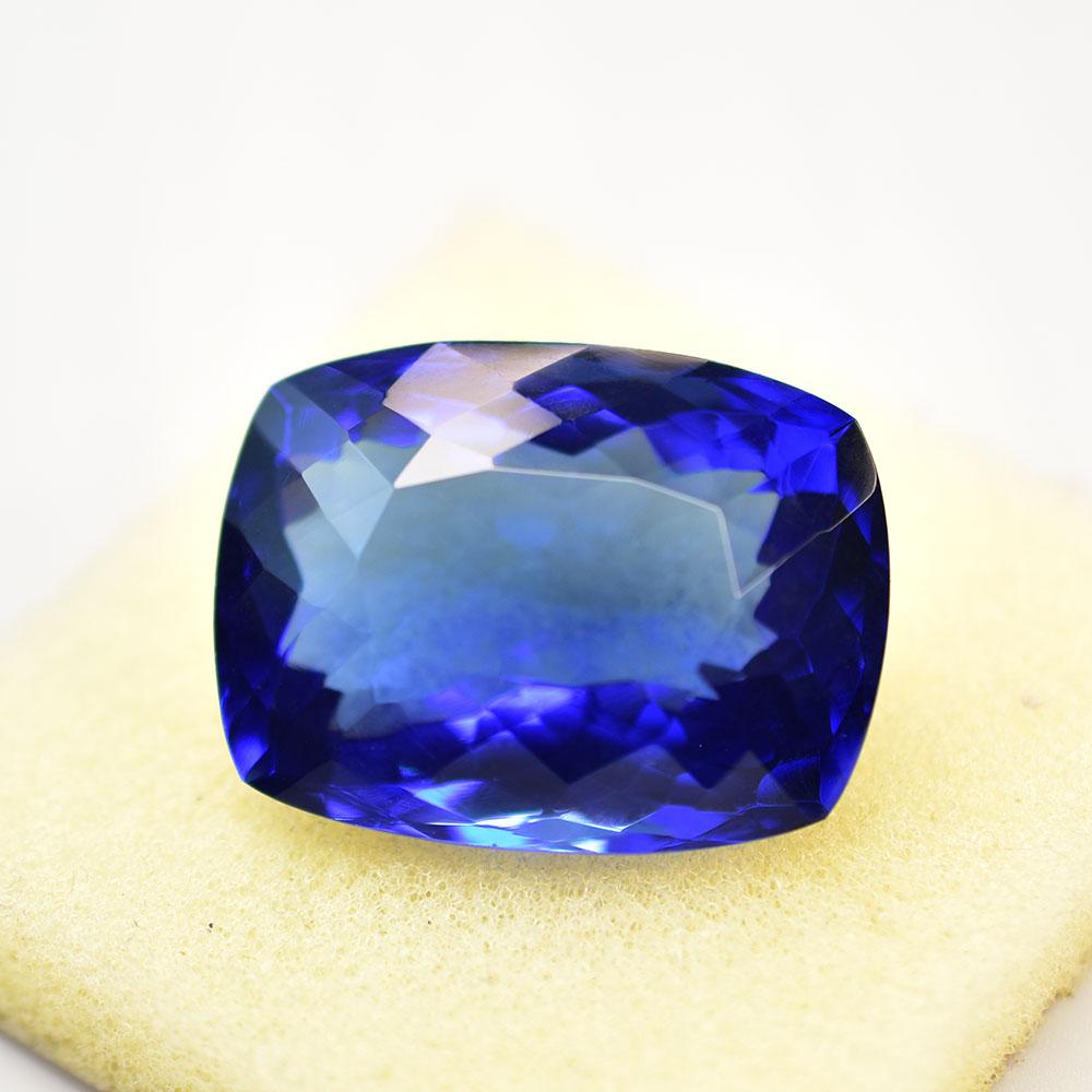 Lab-Created Blue Tanzanite Loose Gemstone Tanzanian 59 Ct Cushion Cut for Jewelry Making and Crafts