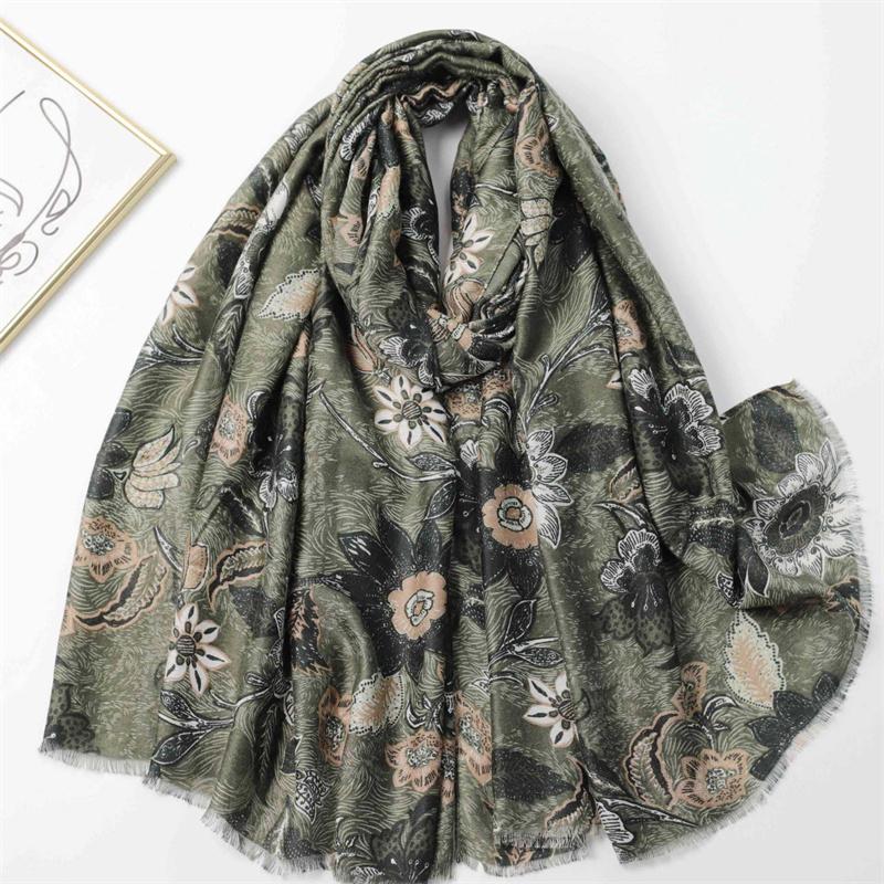 Winter Thick Viscose Scarf Vintage Floral Fringe Cotton Shawls And Wraps Pashmina Stole Bufandas Muslim Hijab Sjaal 180*90Cm