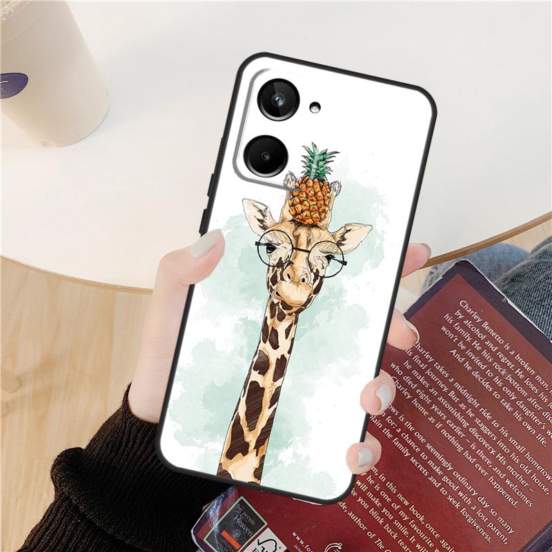 Cute Cartoon Animal Giraffe Case For Realme GT 6 6T 5 GT7 Pro 10 11 12 13 14 Pro Plus C53 C51 C21Y C25S C55 C67 C61 C75