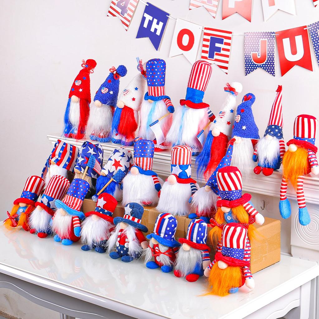 Independence Day Doll Set Collection Holiday Faceless Elderly Decorations Glow Gnome Doll Goblin Ornaments