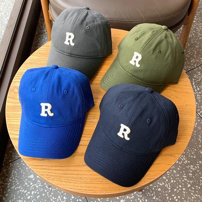 R Standard Brown Baseball Cap Women's Big Head Circumference, Thin Face, Versatile Sports Hat Men's Cap Tide