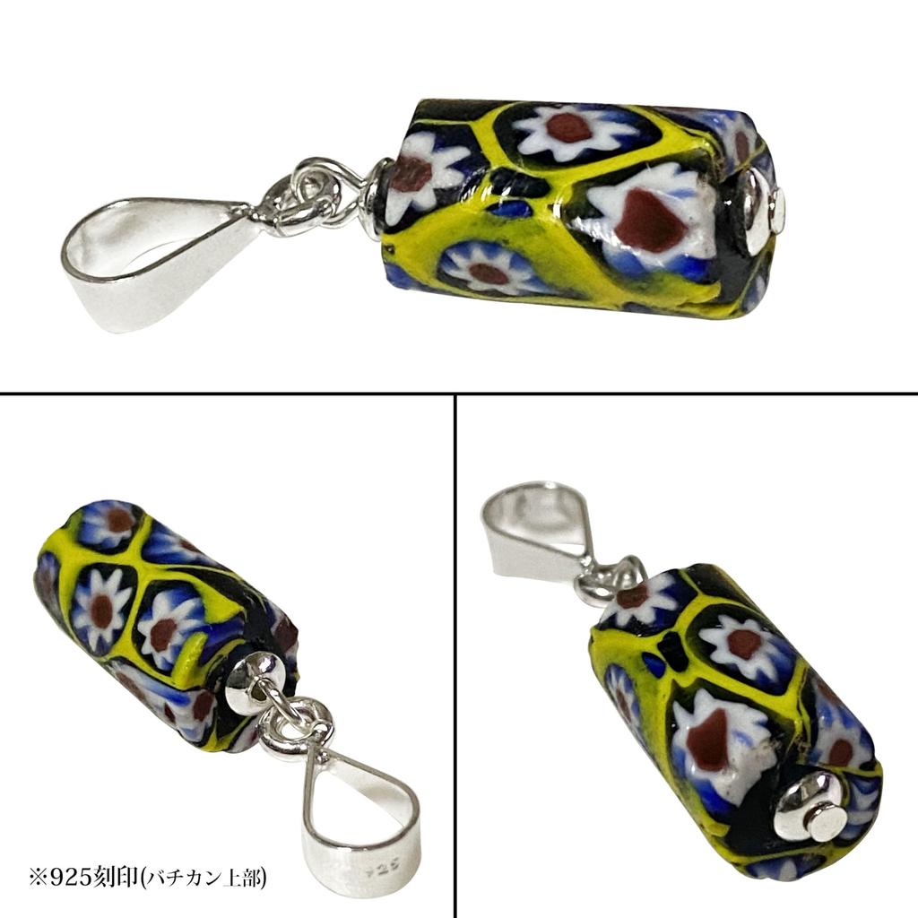 Venetian Lampwork Bead Antique Beads SILVER925 Pendant Necklace Millefiori Venetian Trade Beads European Handmade Bead Necklace Roll Chain 40cm