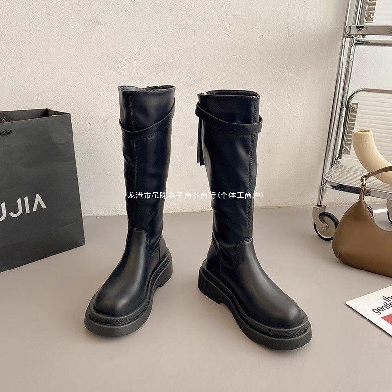 Elastic Boots Boots Women's Autumn 2025 New Fashion Versatile Retro Foreign Style Thick Bottom But Knee Skinny Boots Tide