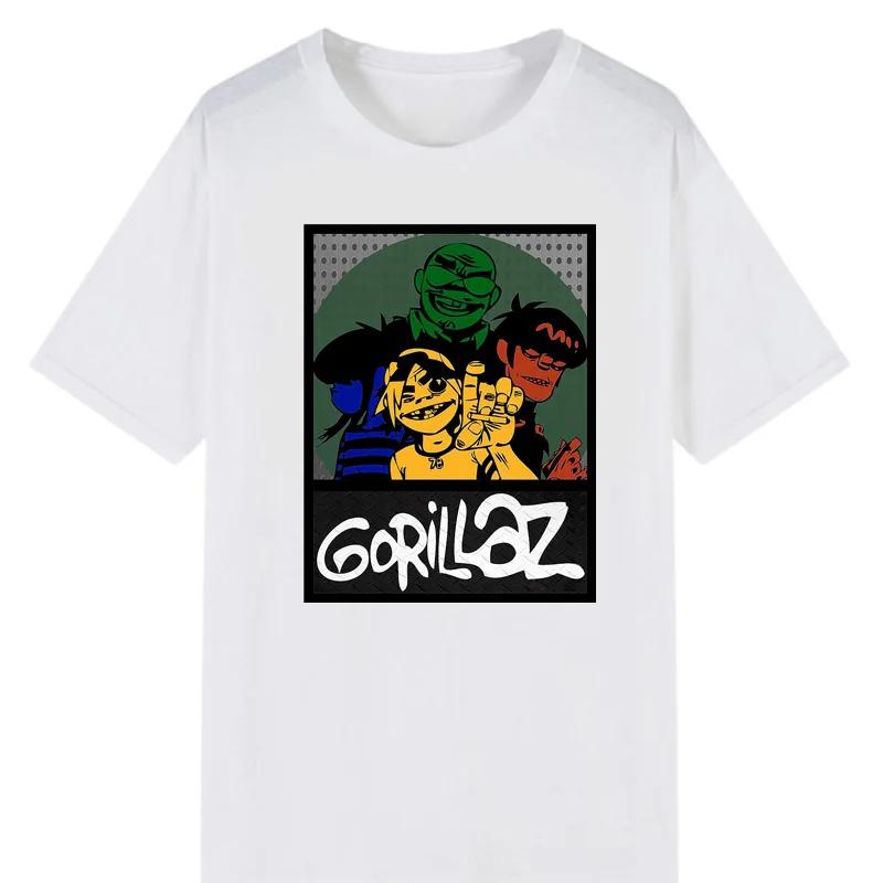 Harajuku Anime Shirt Gorillaz Tee Adult Great Quality Tshirt Retro Manga Graphic Tshirts Men Clothing Oversized T Shirt Mens Tee