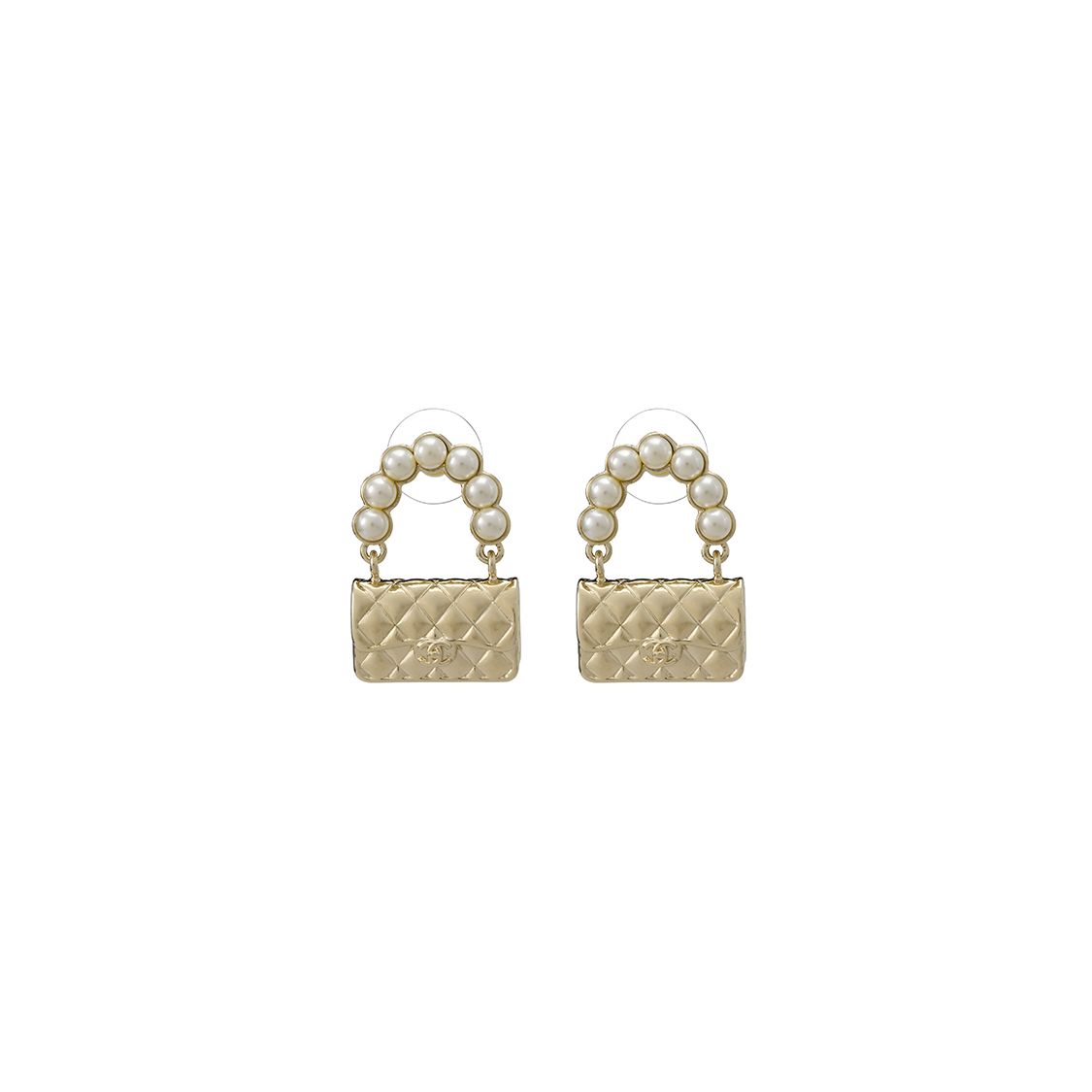 

Chanel Sweet Bag Shaped Metal Earrings Women earrings Gold AB6211-B05631-NC344 Box+Padding Board,Gold