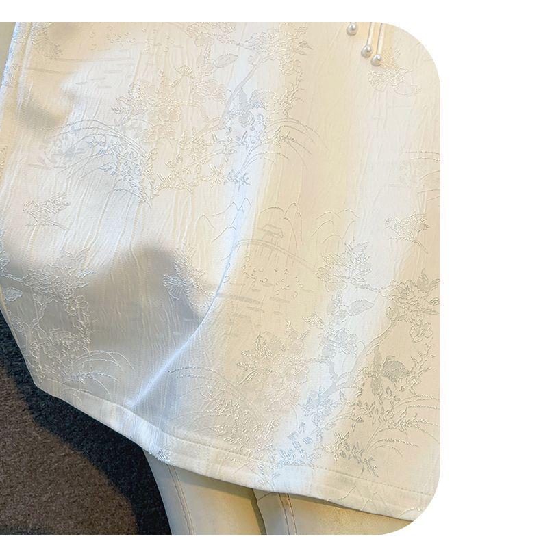 Summer 2025 High-Waist Chinese Style Embroidered A-Line Bodycon Midi Skirt for Women