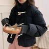 Short horn buckle down jacket women's new white duck down bread jacket stand-up collar loose winter coat