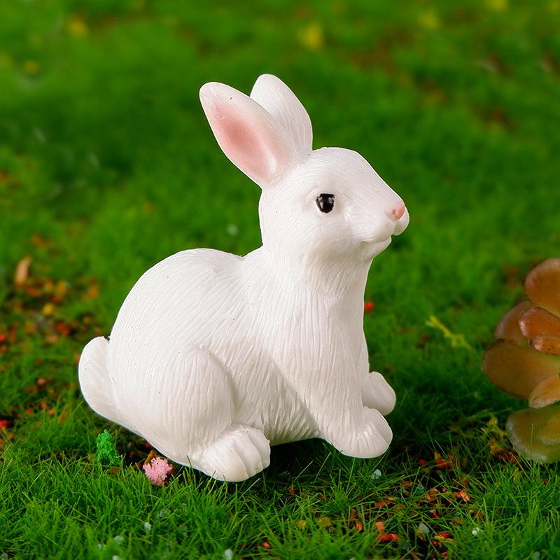 Easter Rabbit Resin Handicraft Small Ornaments DIY Micro Landscape Bonsai Figurines Mini Ecological Bottle Succulent Accessories