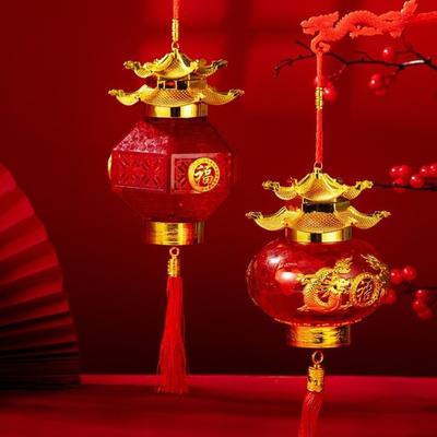 Handgefertigte, leuchtende Neujahrsanhänger mit Quaste und Heißprägung, Frühlingsfestlaternen, Segenswünsche, hängende rote Laternen