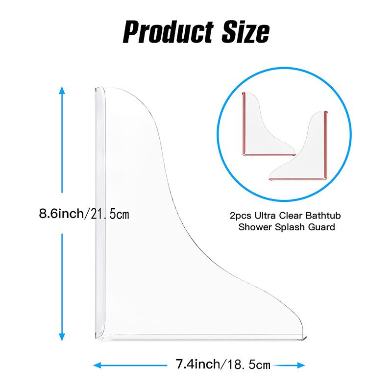 2 Pack Shower Splash Guard Kit Waterproof, Large Splash Guards For Bathtub Self-Adhesive Shower Corner Guards