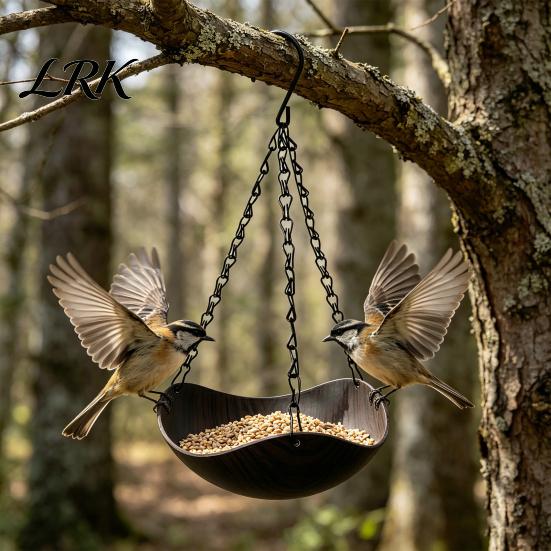 Wind Resistant Bird Feeder Outdoor Feeder, Garden Hanging 1 or 2 Decorative Bowls Backyard for Wild Birds Patio Porch Decor Food And Water