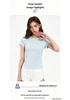 Women's Slim-Fit Knit Yoga Tee - One-Piece, Short Sleeve, Casual Outdoor Sports Top