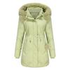 Women’s Parkas Long Coat Warm Padded Cotton Jackets Detachable Faux Fur Hooded Zipper Overcoat Winter Outdoor Casual Wear